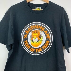 BAPE T-Shirt Men’s A Bathing Ape Year Of The Tiger Size XL Black Logo EUC